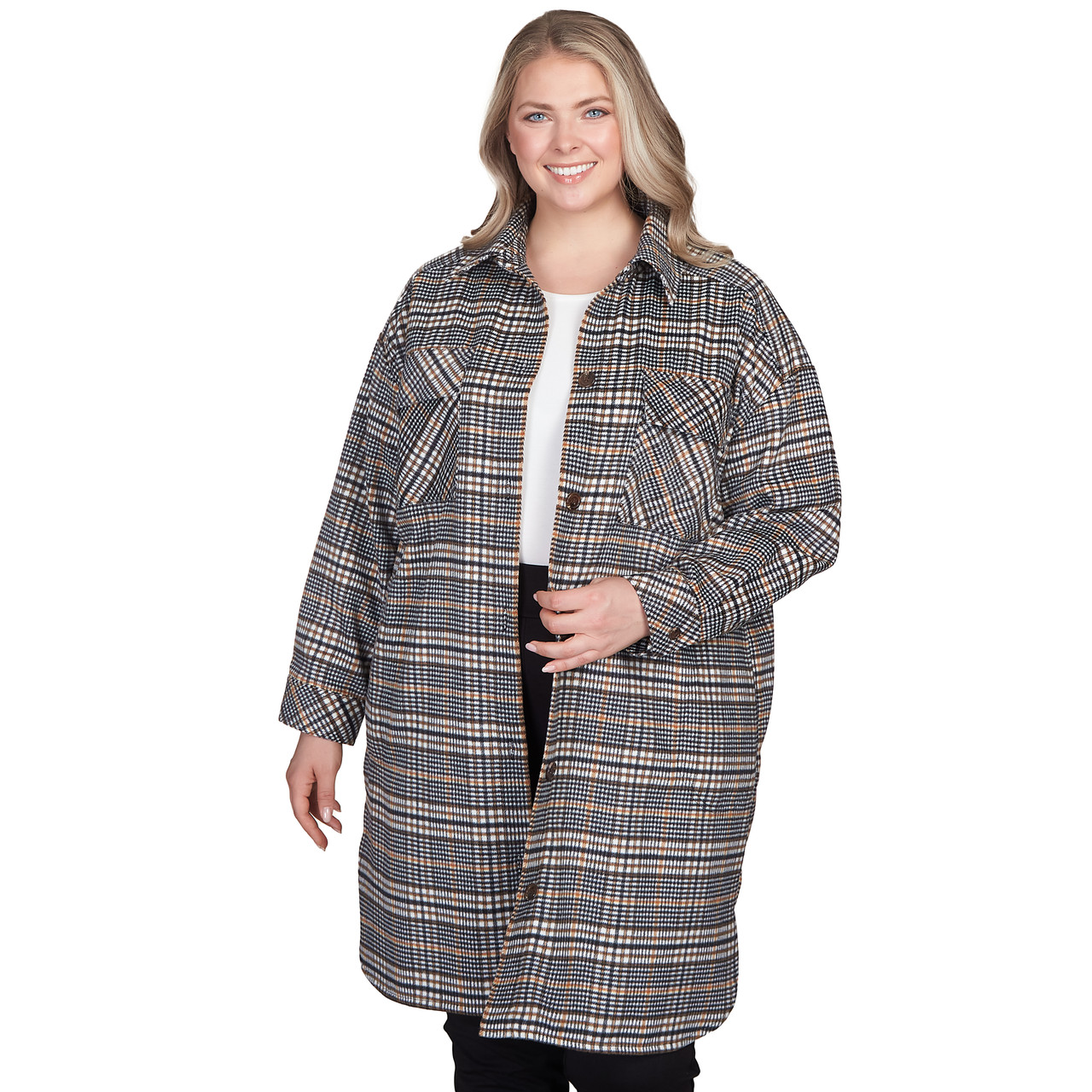 Women's plus store size plaid coat