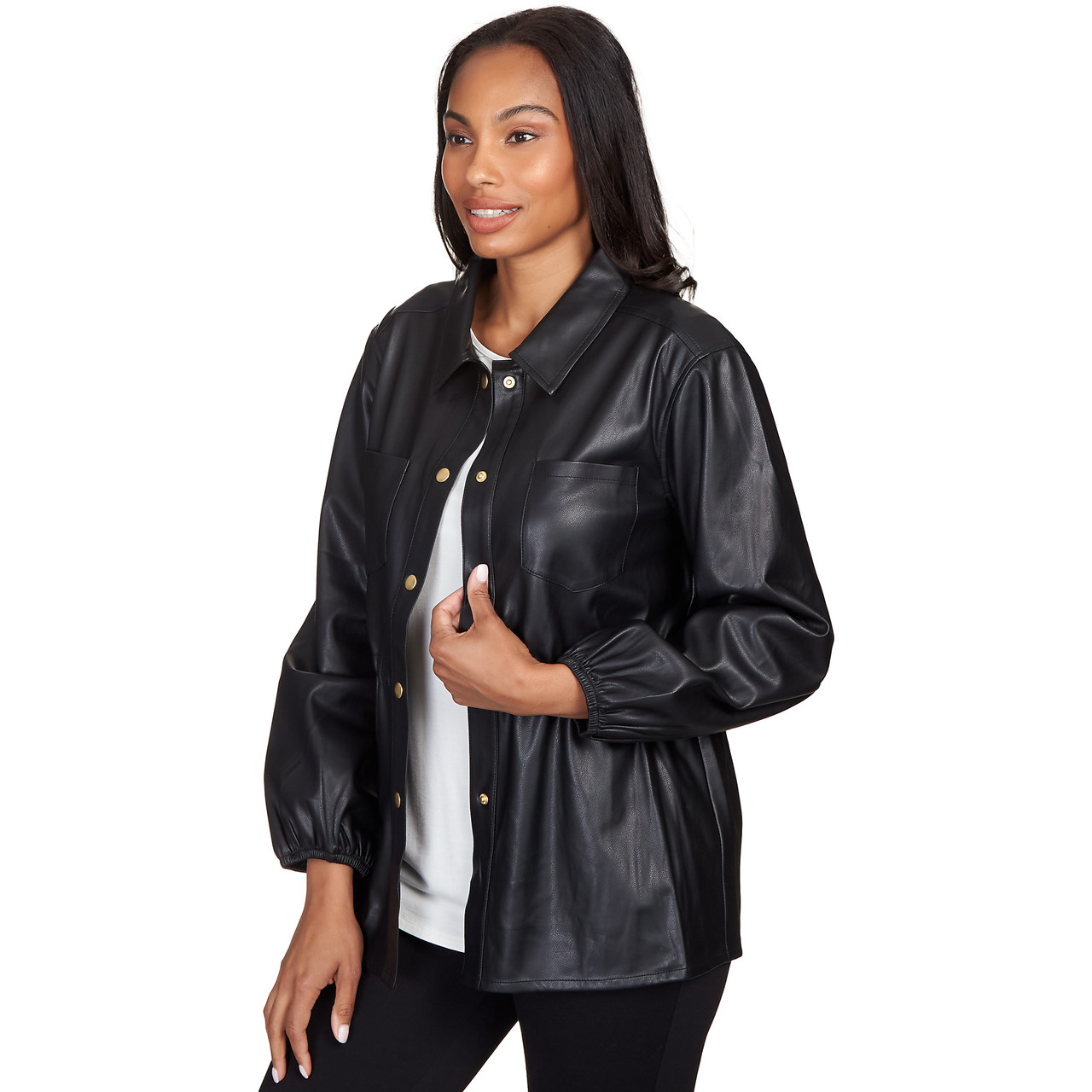 Petite Women's Solid Vegan Leather Jacket | Ruby Rd.