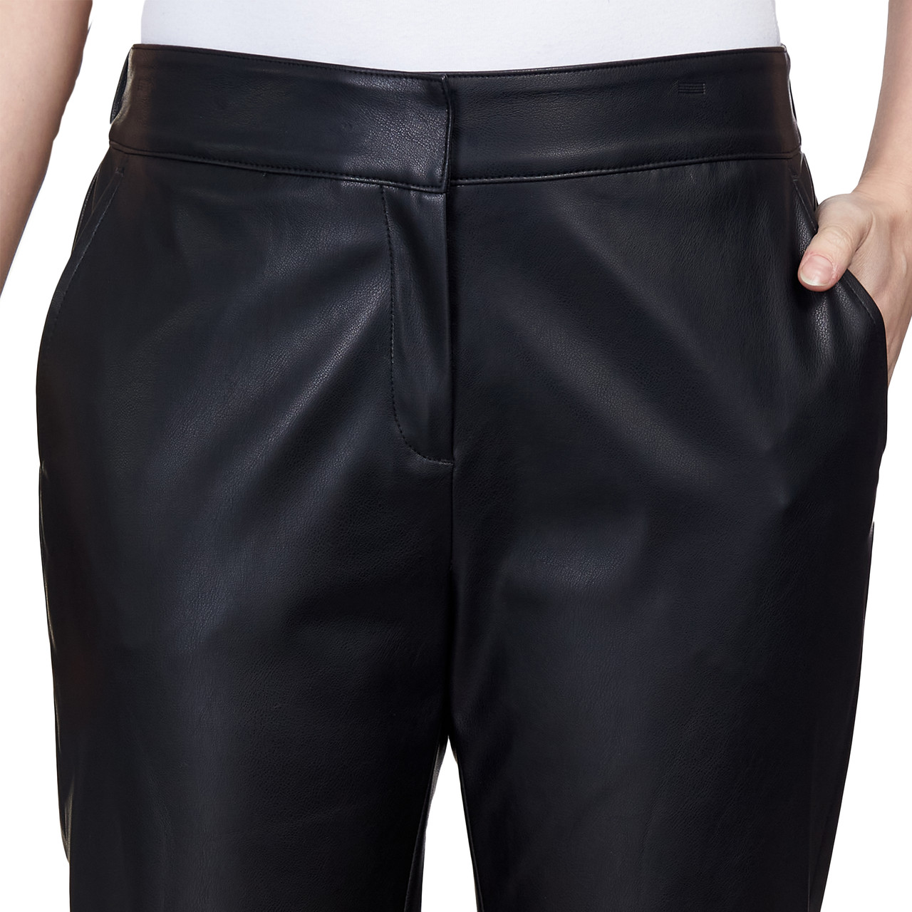 Petite Black Faux Leather Pants, Petite