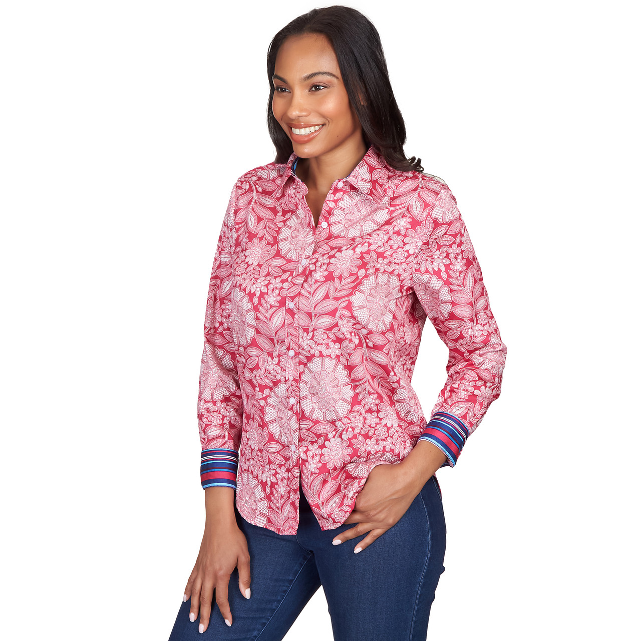 Pink floral deals dress shirt