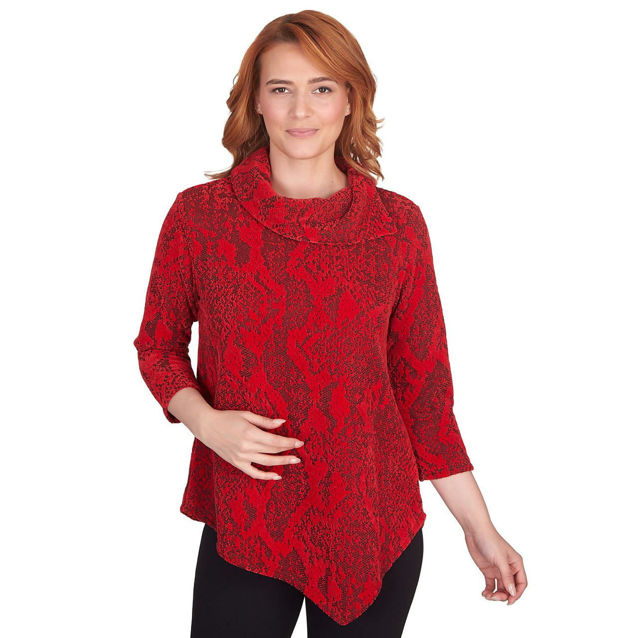 Women's Chenille Snakeskin Jacquard Top