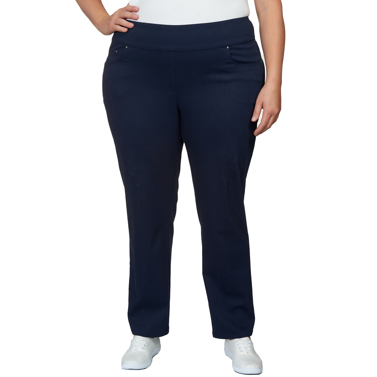 Plus Women's Denim-Like Twill Ankle Pants | Ruby Rd.