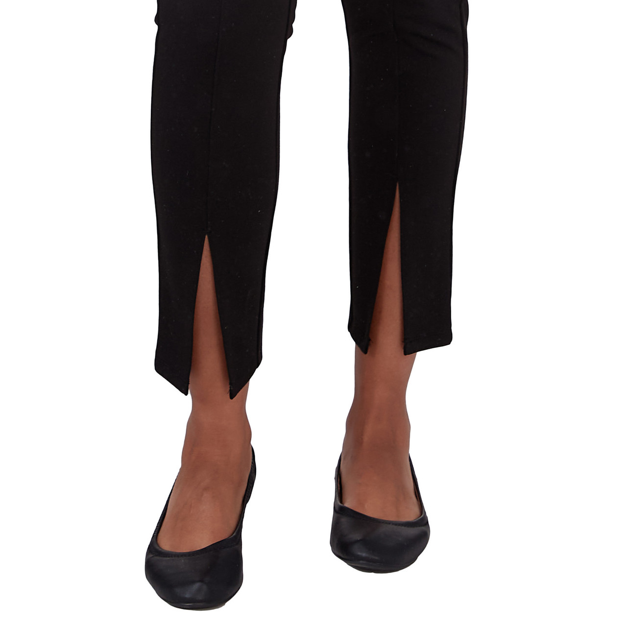 Petite Women's Solid Ponte Pant With Front Slit