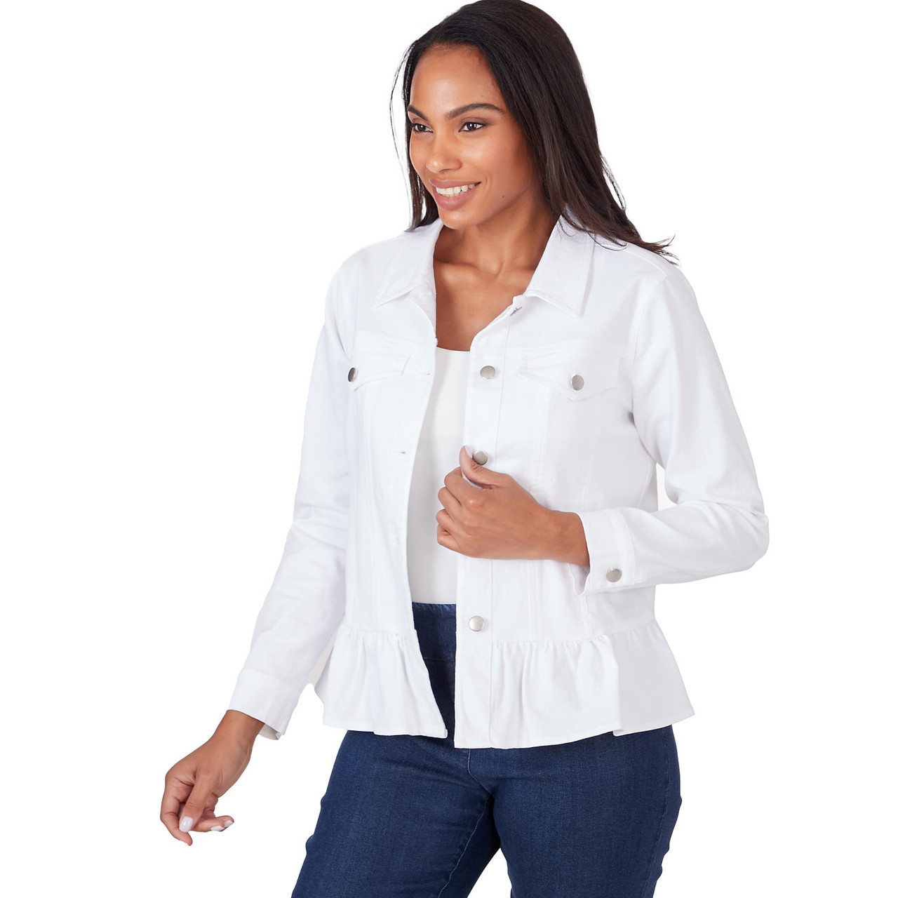 Cremy white Lapel Denim Jackets Long Sleeves Single breasted - Temu