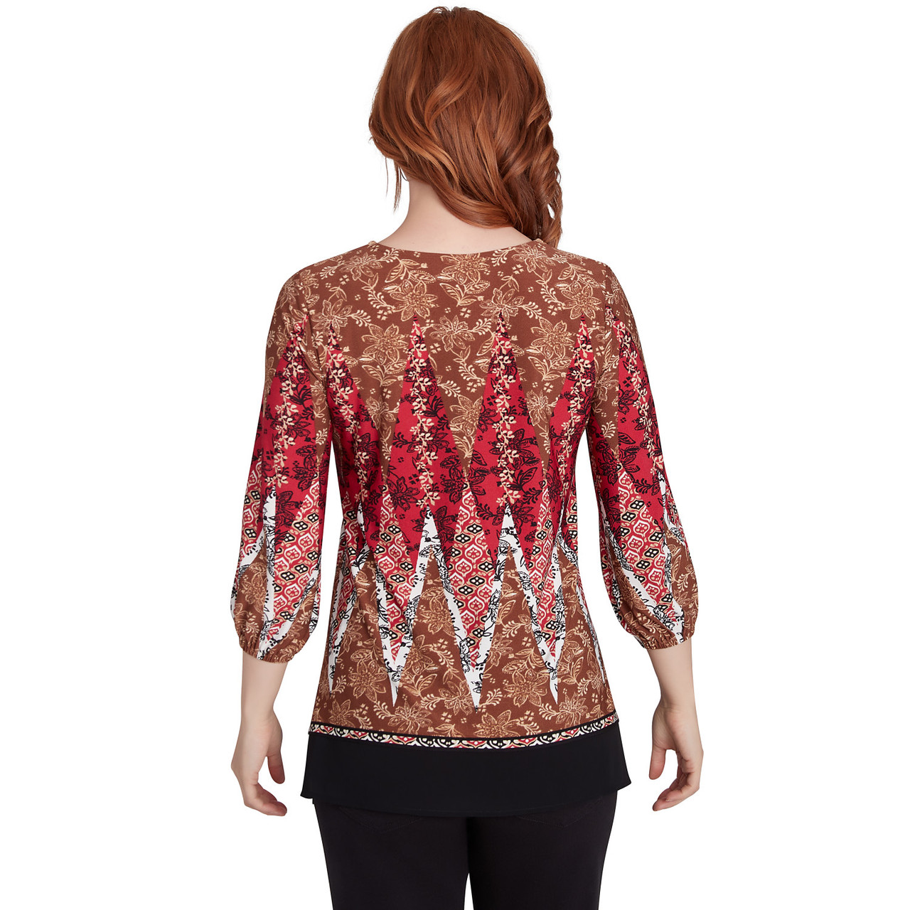 Women's Embellished Border Print Knit Top | Ruby Rd.