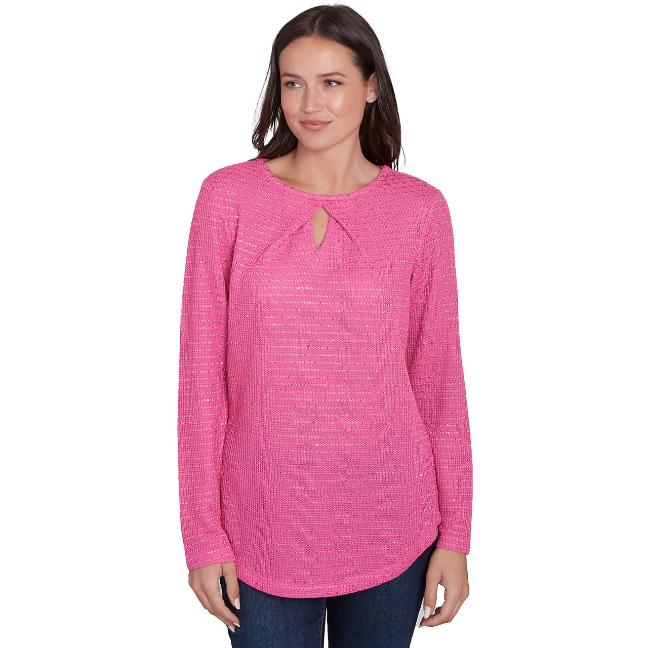 Petite Women's Diamond Detail Sequin Knit Top | Ruby Rd.