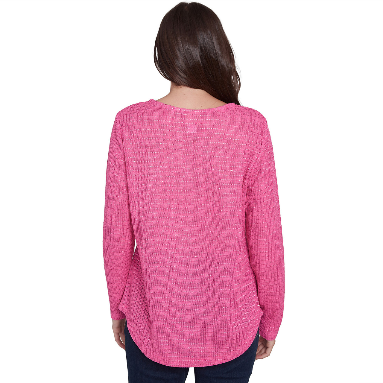 Petite Women's Diamond Detail Sequin Knit Top | Ruby Rd.