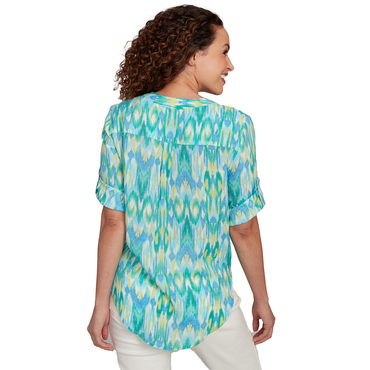 Women's Paradise Ikat Button Tie Front Top | Ruby Rd.