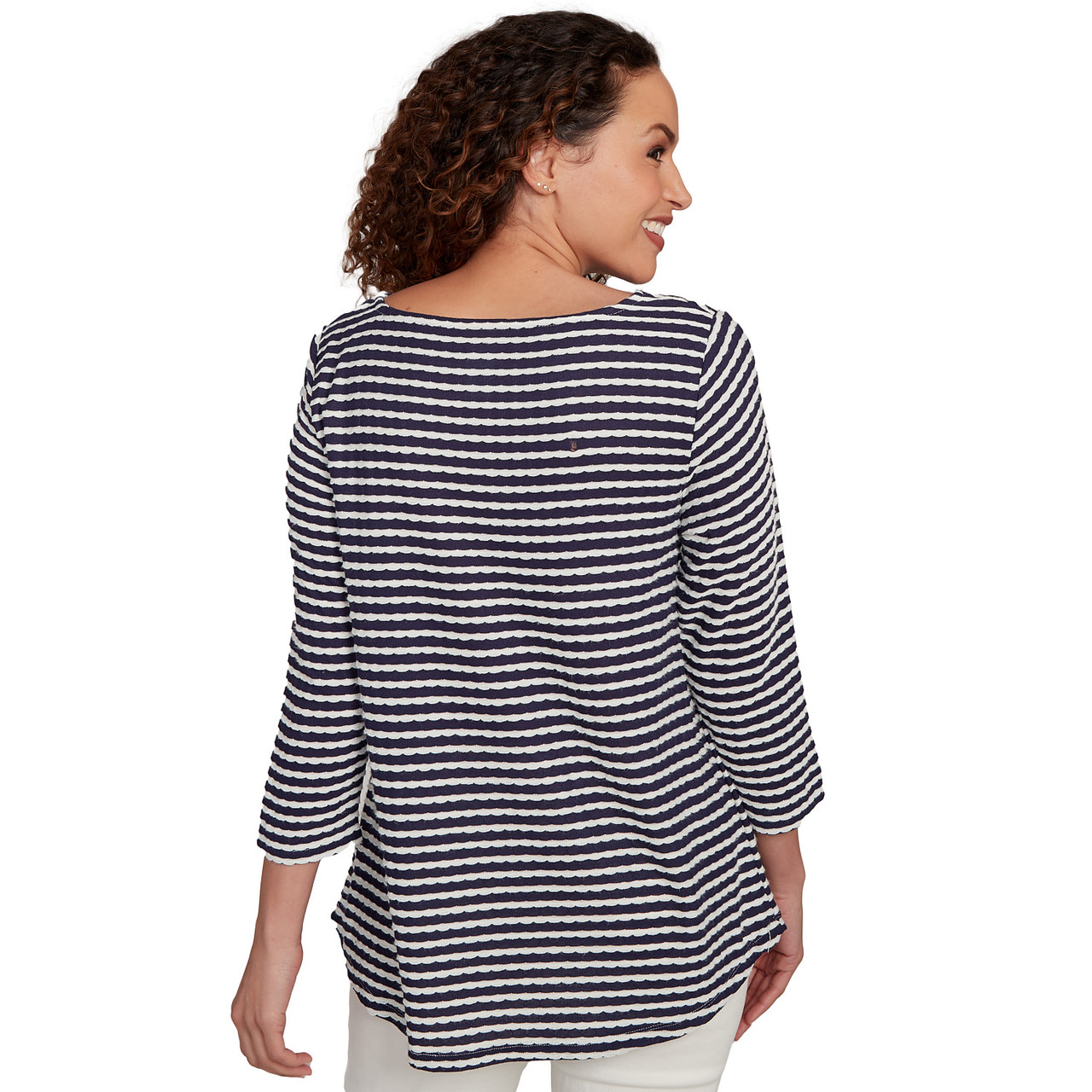 Women's Scalloped Texture Stripe Top | Ruby Rd.