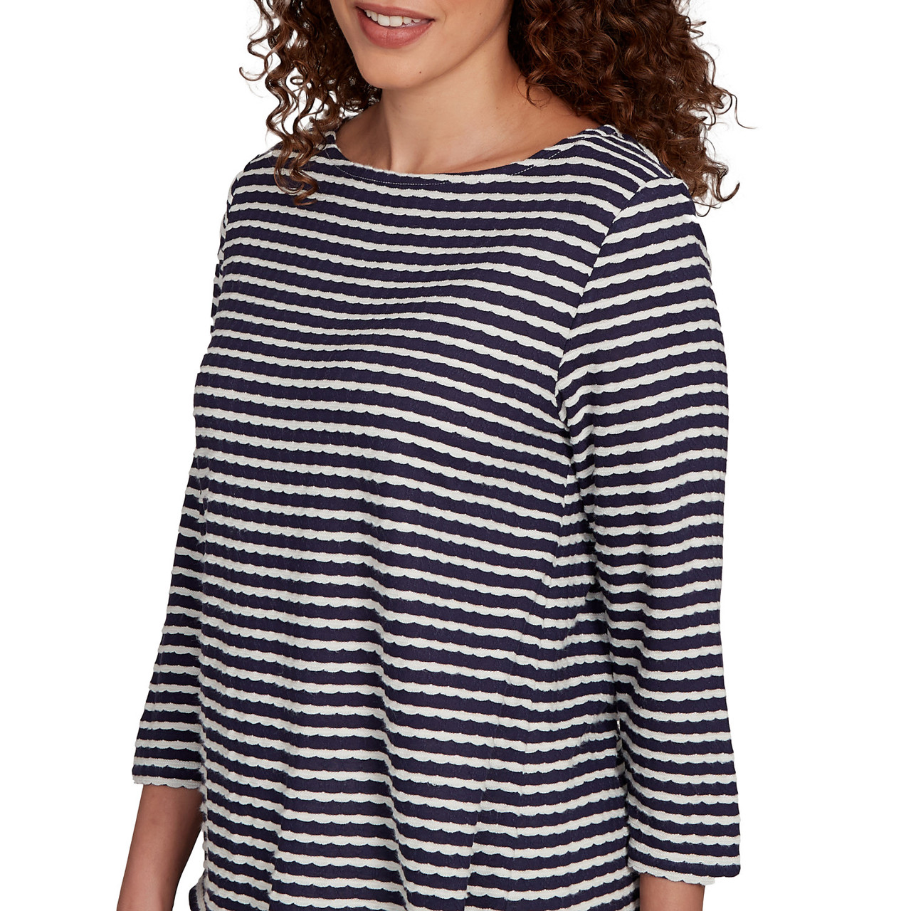 Women's Scalloped Texture Stripe Top | Ruby Rd.