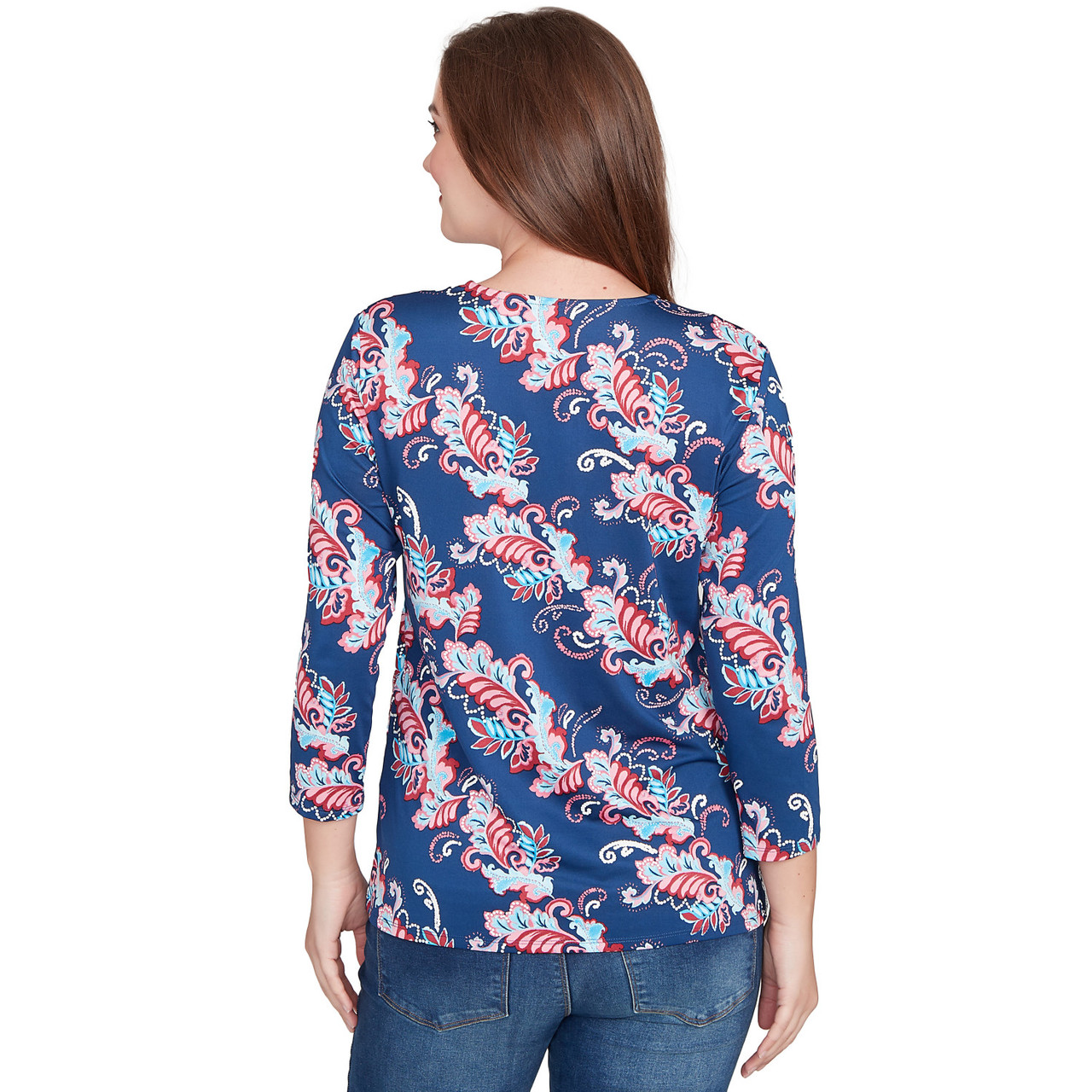 Women's Ikat Floral Puff Print Surplice Top | Ruby Rd.