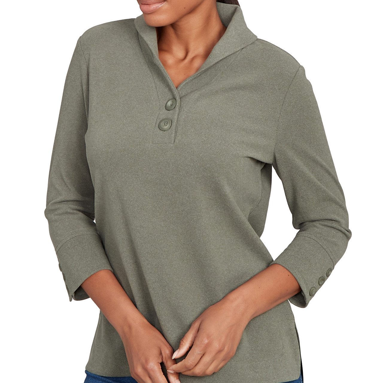 Women's Luxe Half Button Collared Top | Ruby Rd.