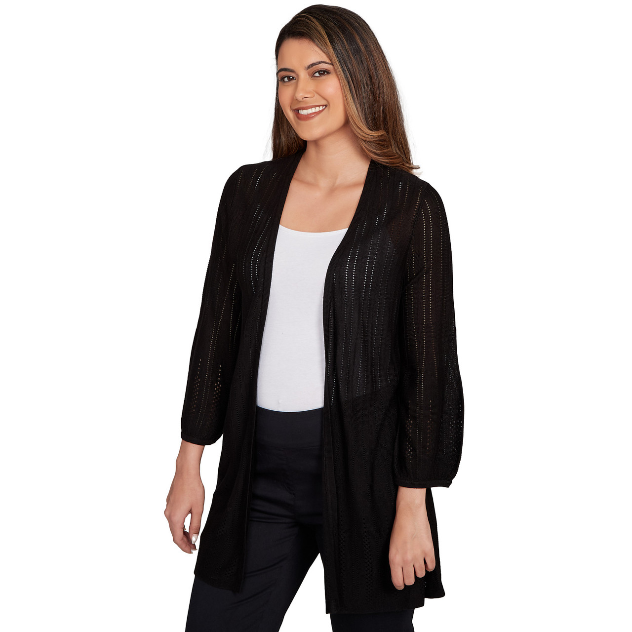 Women's Open Front Gored Rib Sweater Cardigan | Ruby Rd.