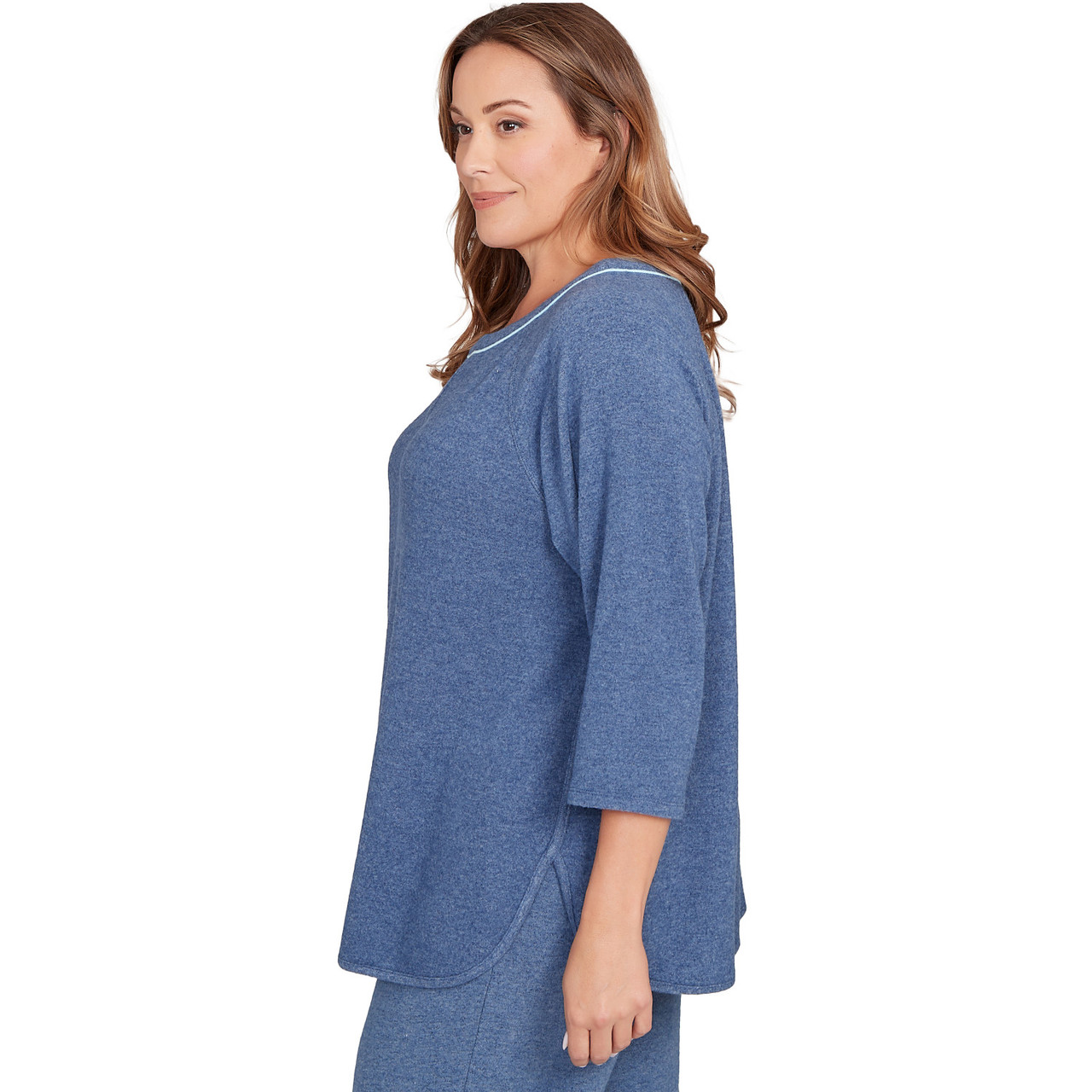 Plus Women's Tipped Cozy Hatchi Knit Top | Ruby Rd.