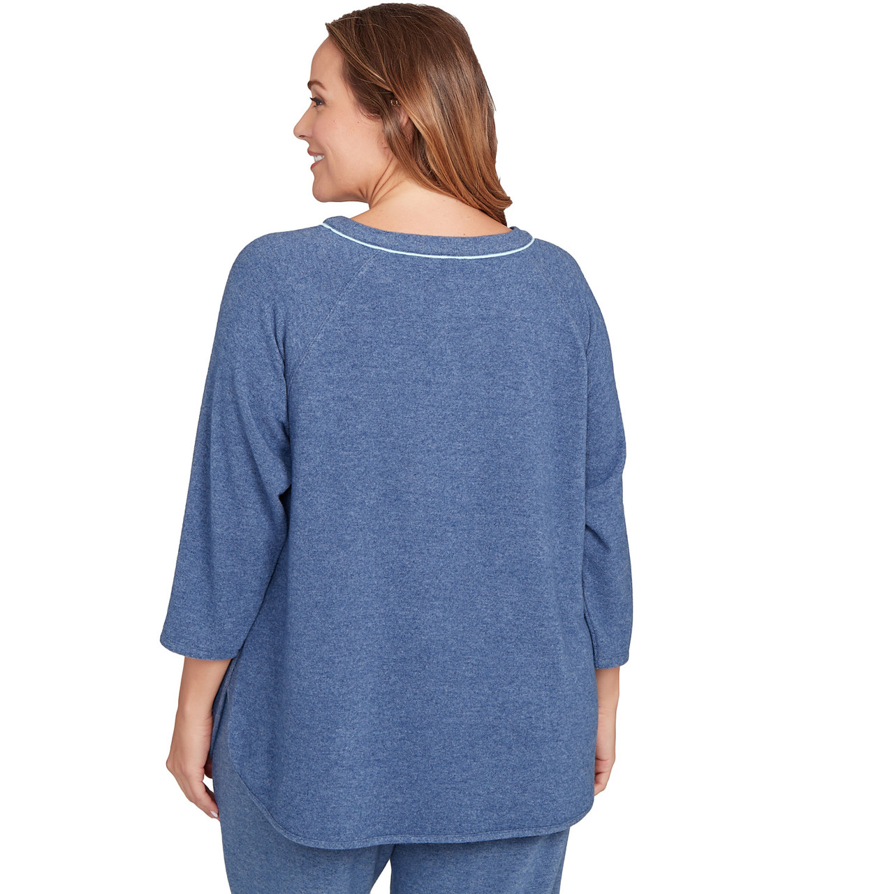 Plus Women's Tipped Cozy Hatchi Knit Top | Ruby Rd.