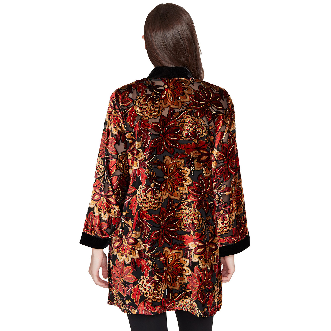 Women's Printed Velvet Burnout Open Cardigan | Ruby Rd.