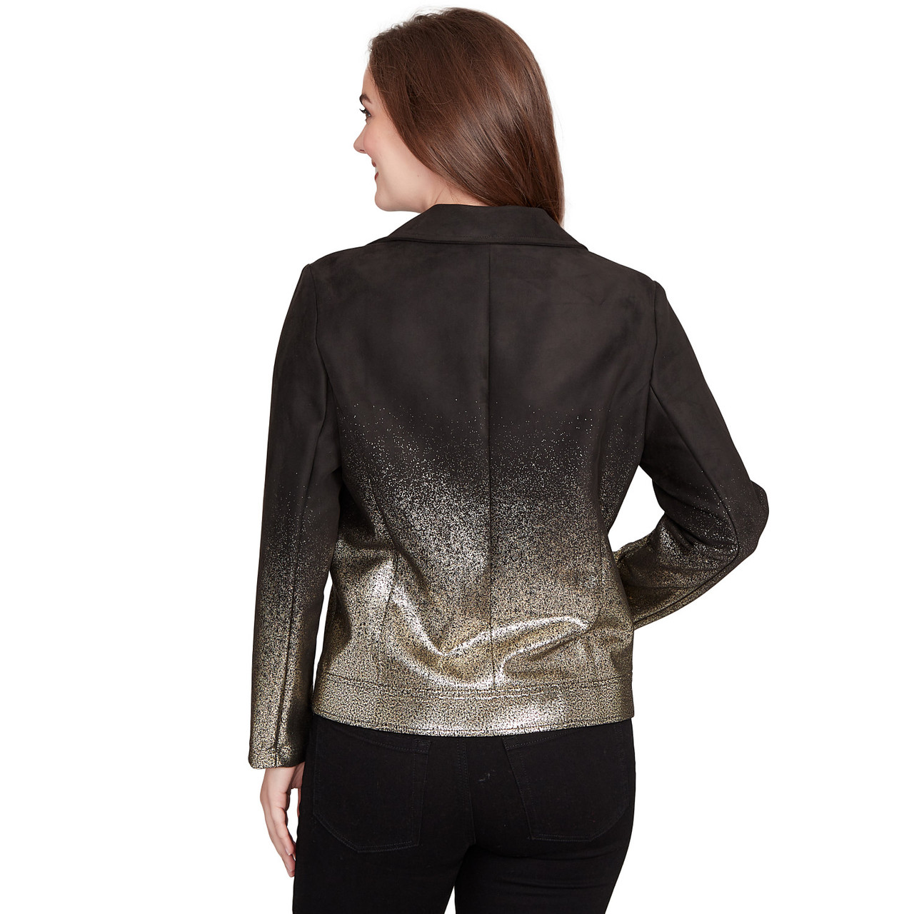 Women's Metallic Ombre Faux Suede Moto Jacket | Ruby Rd.
