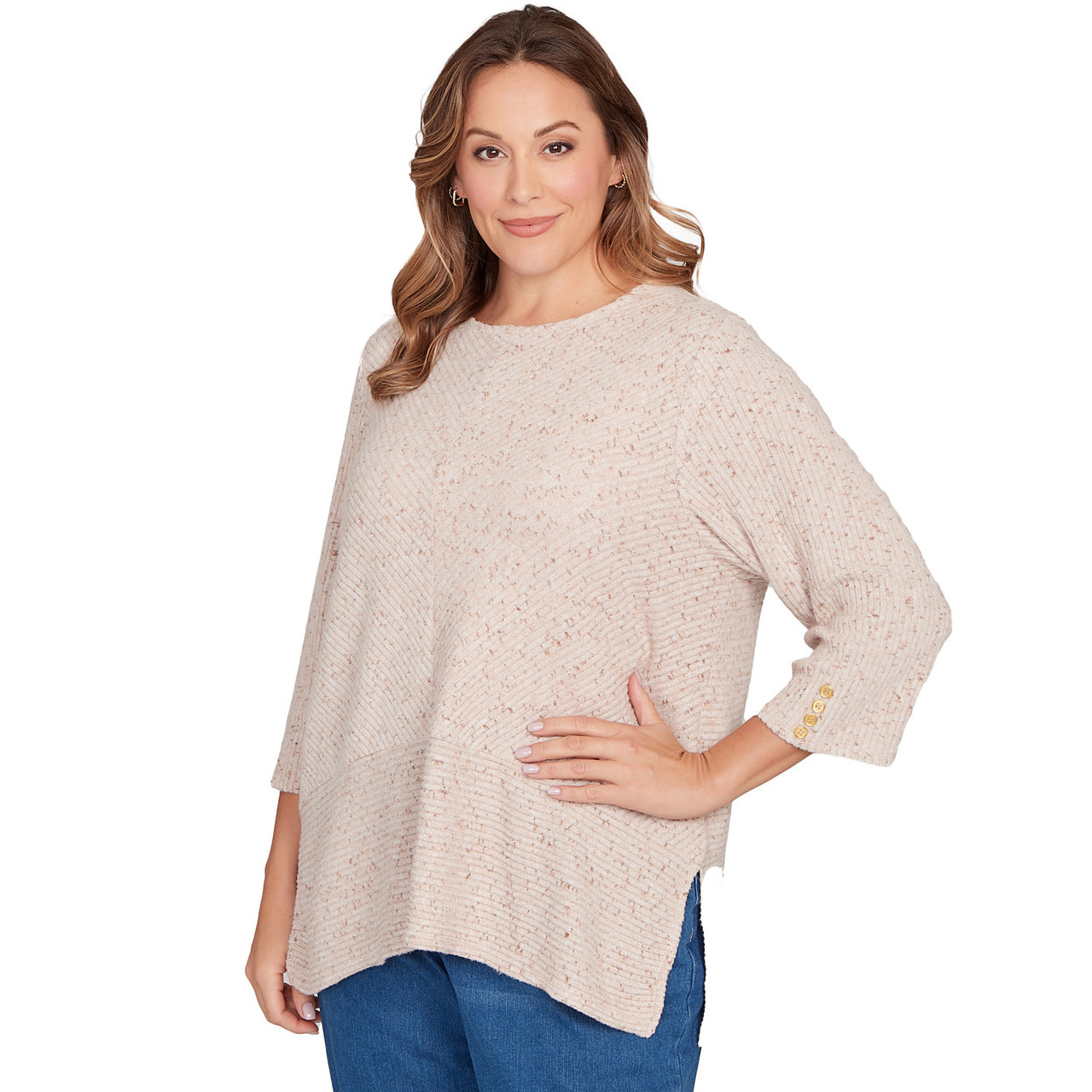 Plus Women's Speckled Heather Rib Knit Top | Ruby Rd.