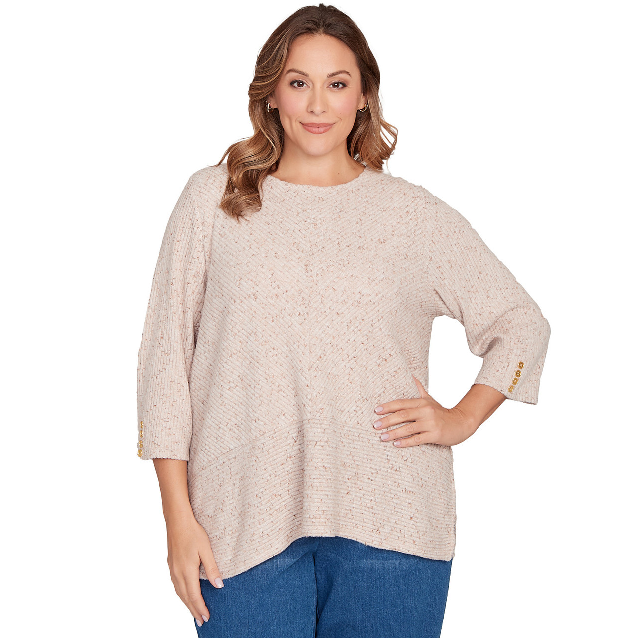 Plus Women's Speckled Heather Rib Knit Top | Ruby Rd.
