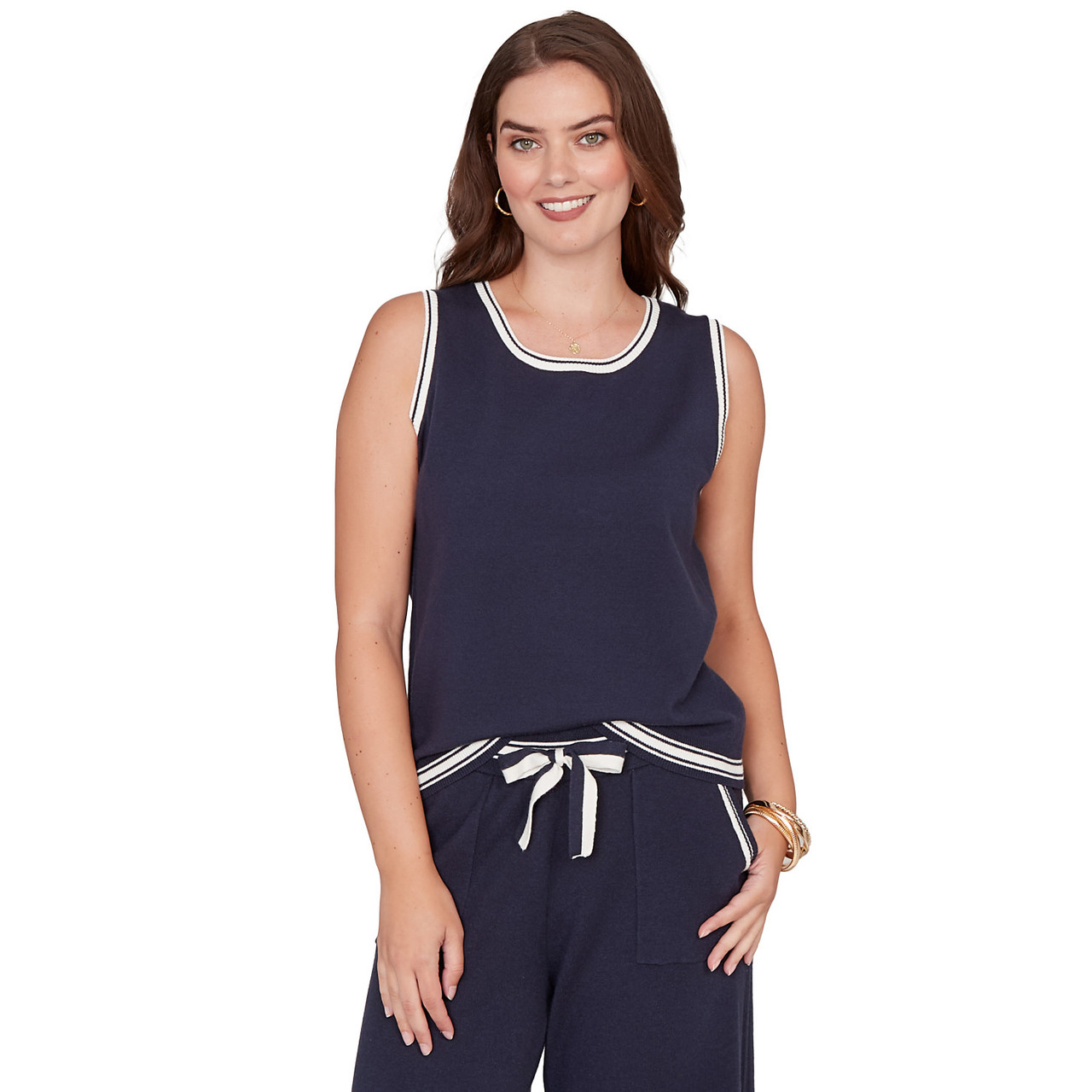 Women's Tipped Trim Sweater Tank Top | Ruby Rd.
