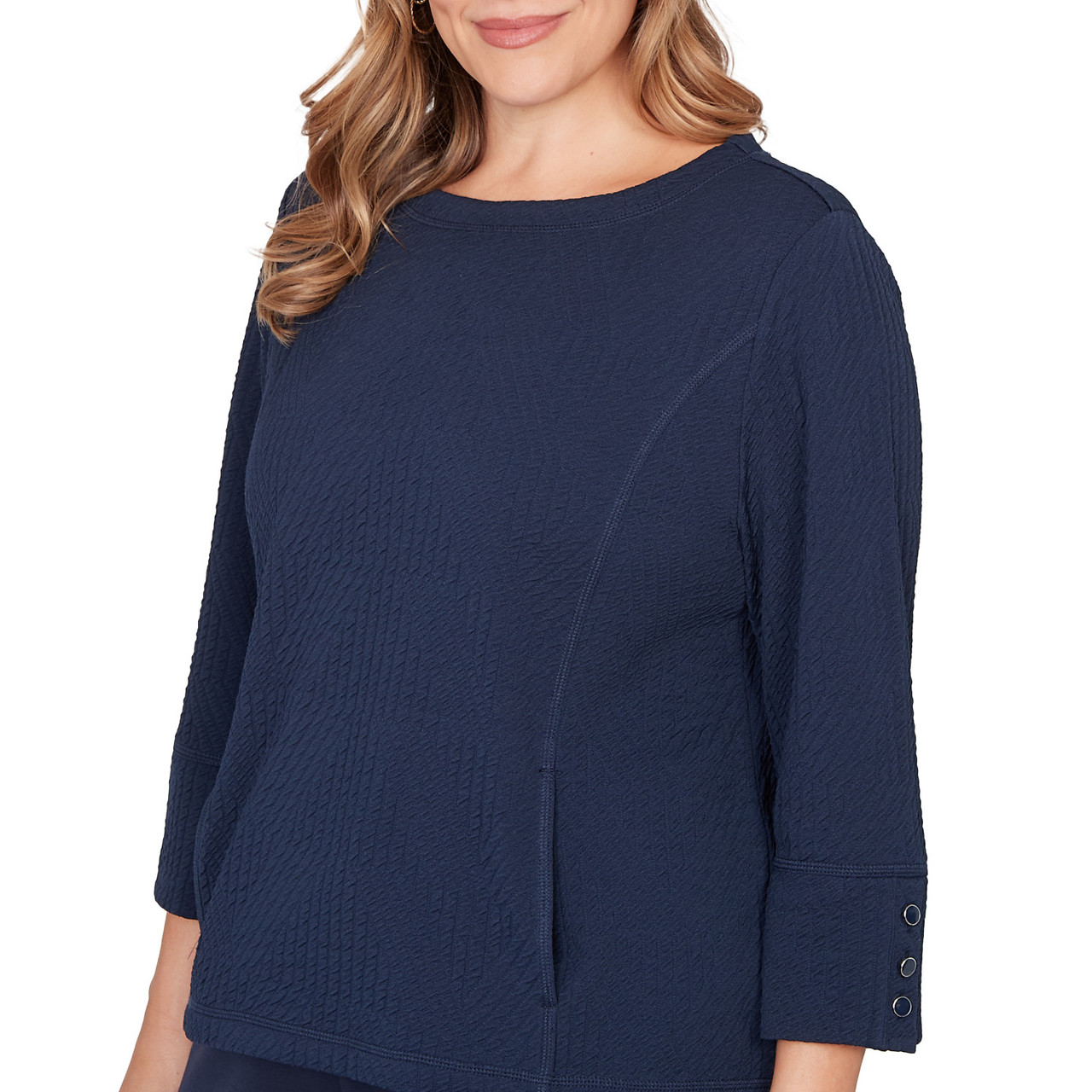 Plus Women's Abstract Textured Pucker Knit Boxy Top | Ruby Rd.