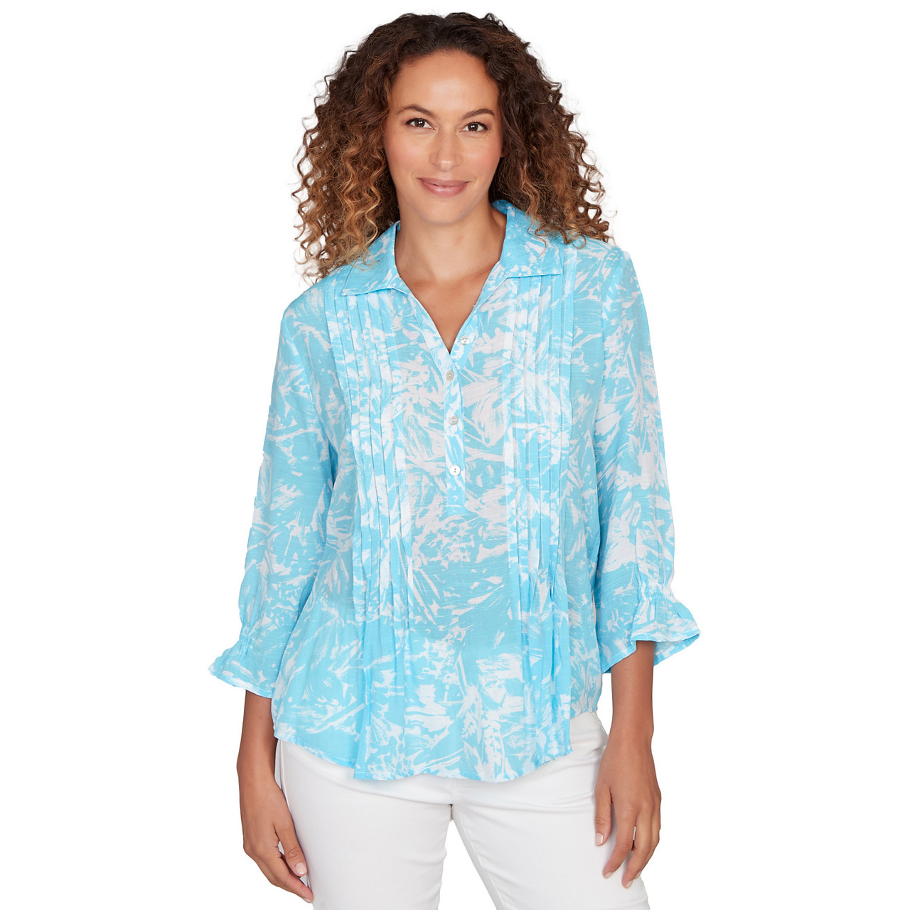 Women's Brushstroke Floral Silky Gauze Popover Top | Ruby Rd.