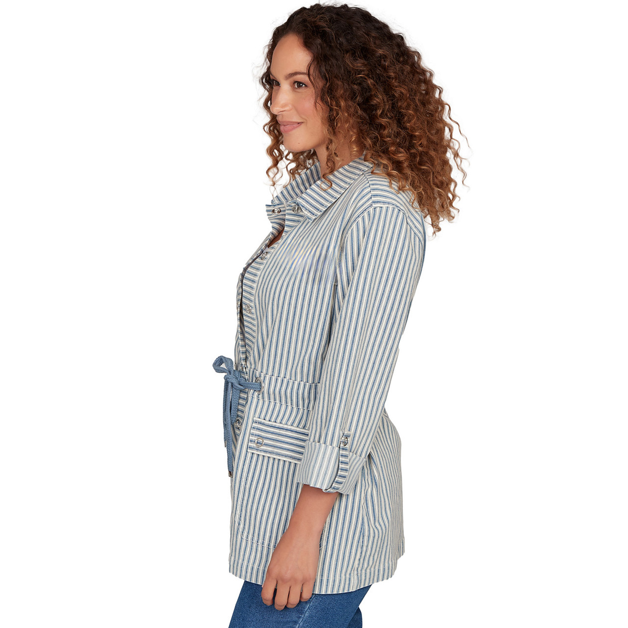 Women's Striped Anorak Snap Front Jacket | Ruby Rd.