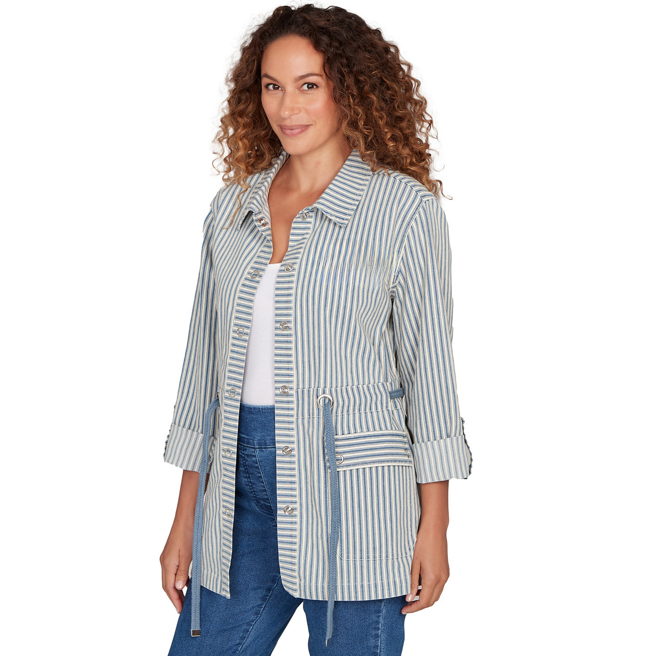 Women's Striped Anorak Snap Front Jacket | Ruby Rd.