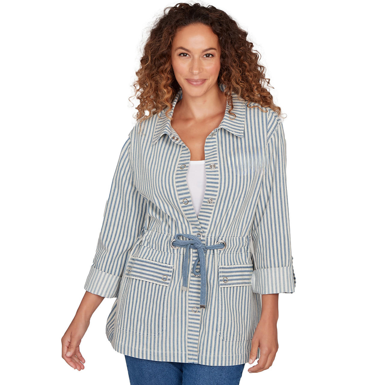 Women's Striped Anorak Snap Front Jacket | Ruby Rd.