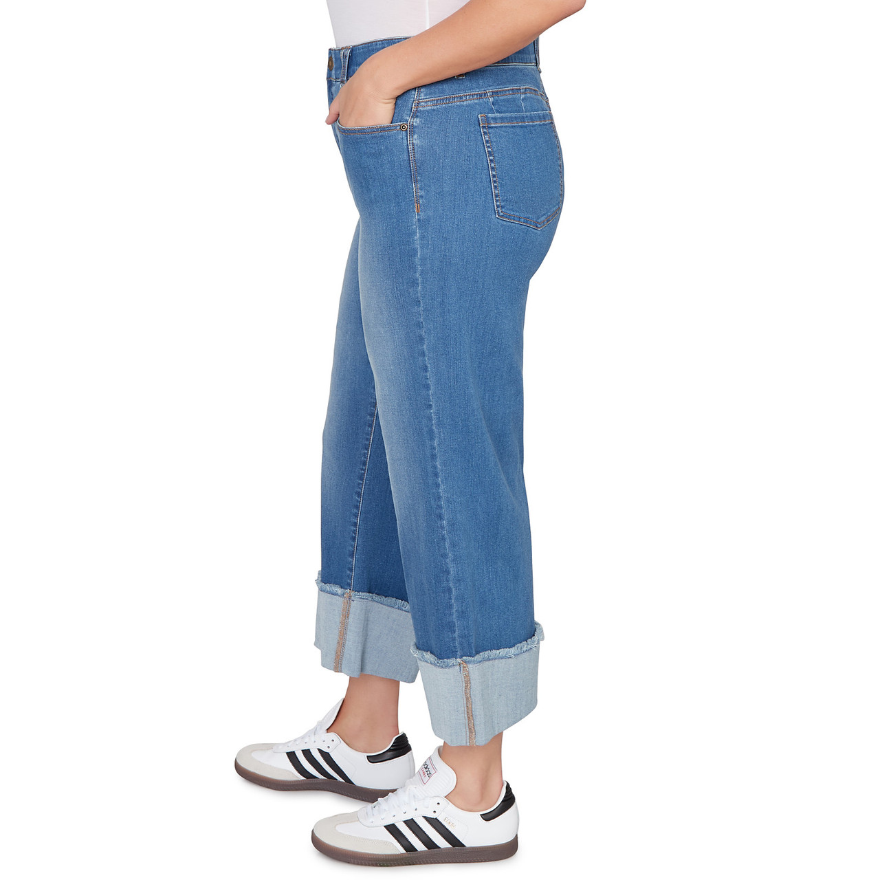Plus Women's Stretch Wide Leg Cropped Jeans | Ruby Rd.