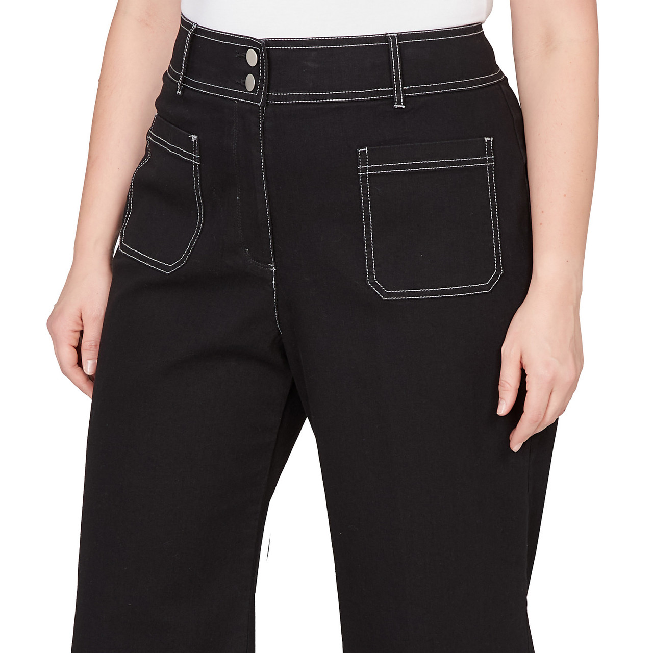 Plus Women's Scallop Hem Contrast Stitch Ankle Jean | Ruby Rd.