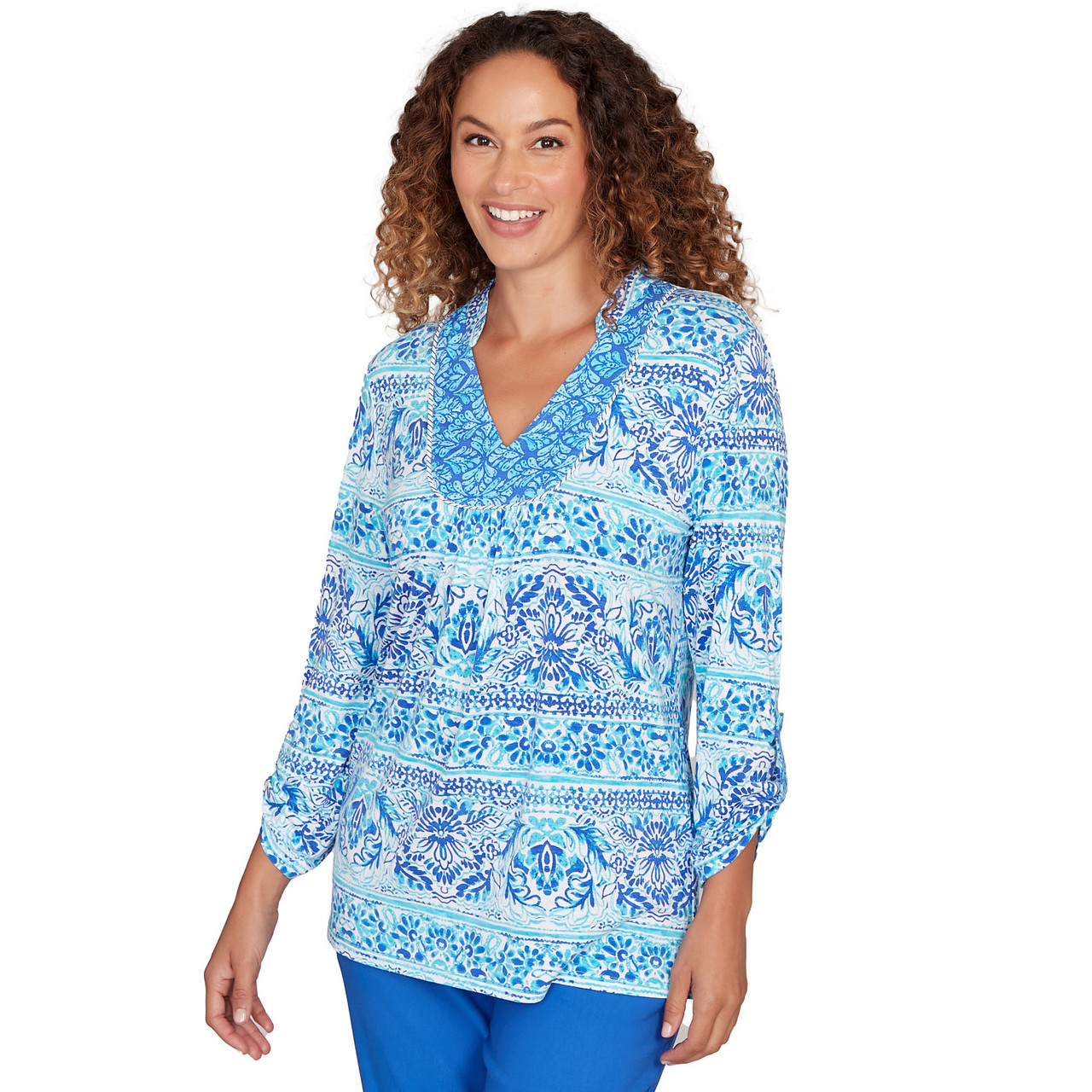 Women's Woodblock Twin Printed Knit Top | Ruby Rd.