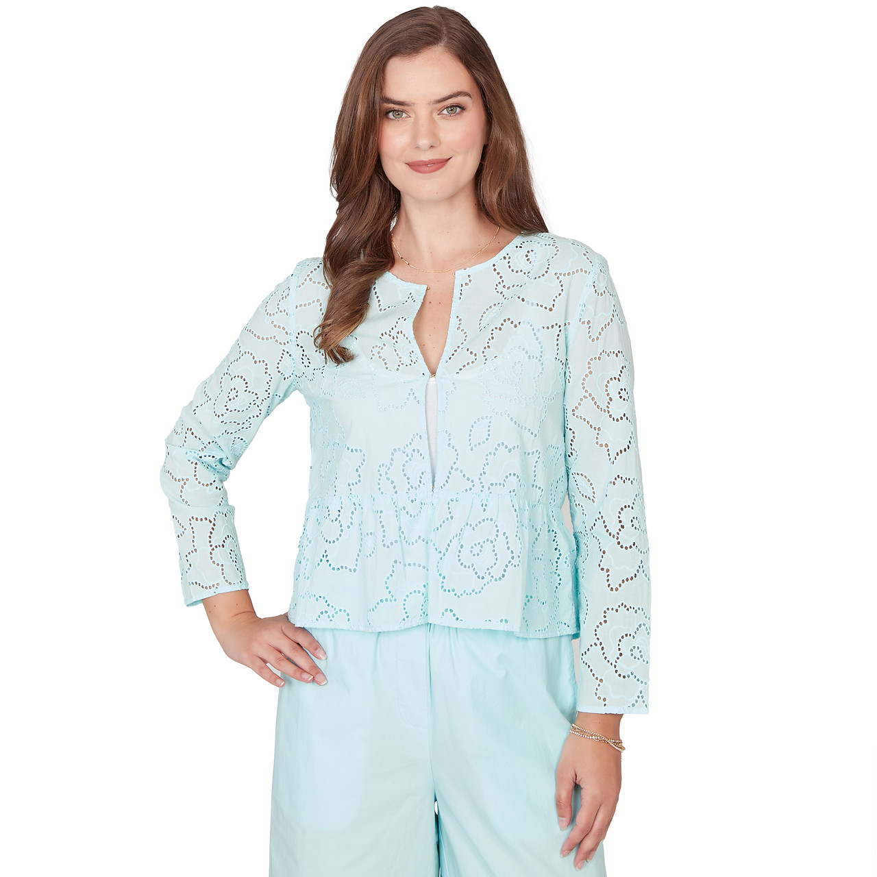 Women's Floral Eyelet Peplum Jacket | Ruby Rd.