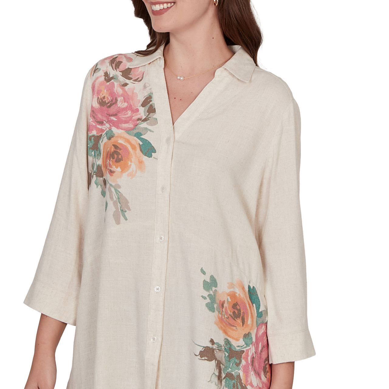 Women's Floral Print Linen Tunic Top | Ruby Rd.