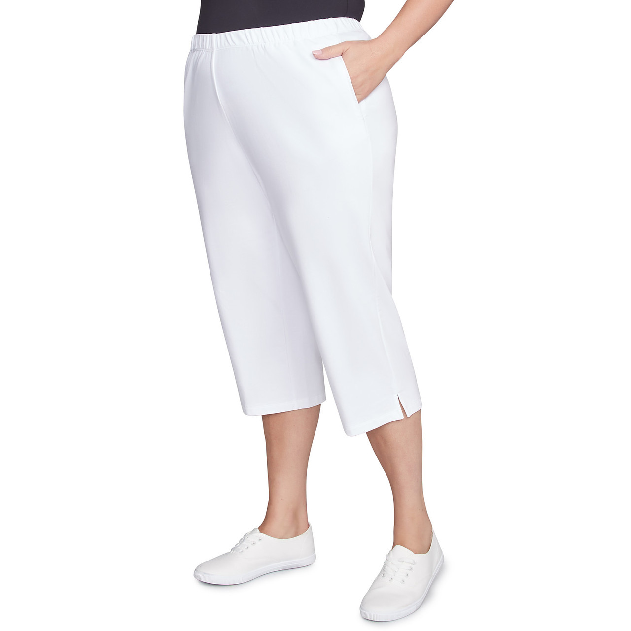 Plus Women's Elastic Waist French Terry Capri | Ruby Rd.