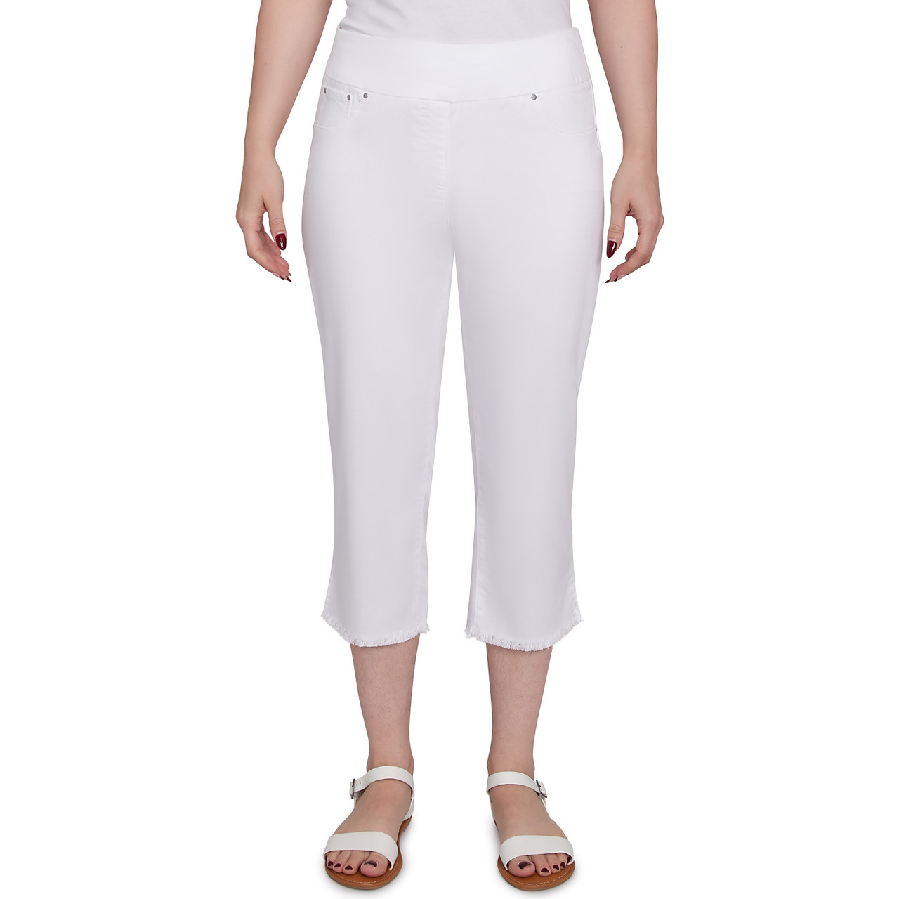 Women's Tencel(Tm) Stretch Denim Fringe Hem Capri | Ruby Rd.