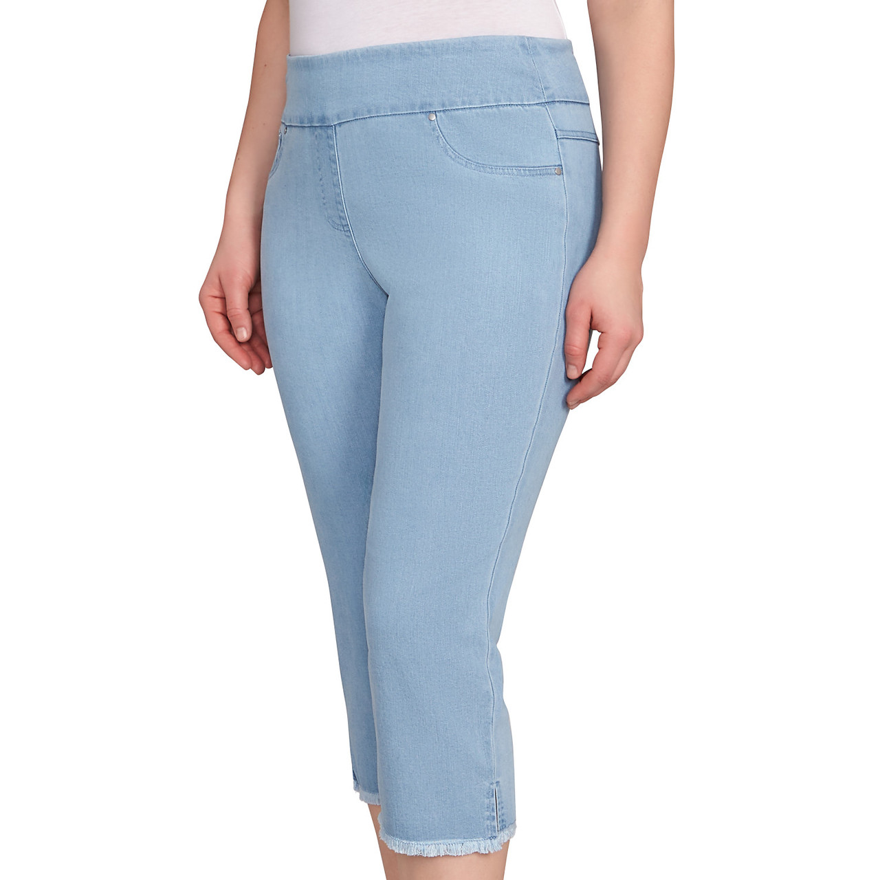 Women's Tencel(Tm) Stretch Denim Fringe Hem Capri | Ruby Rd.