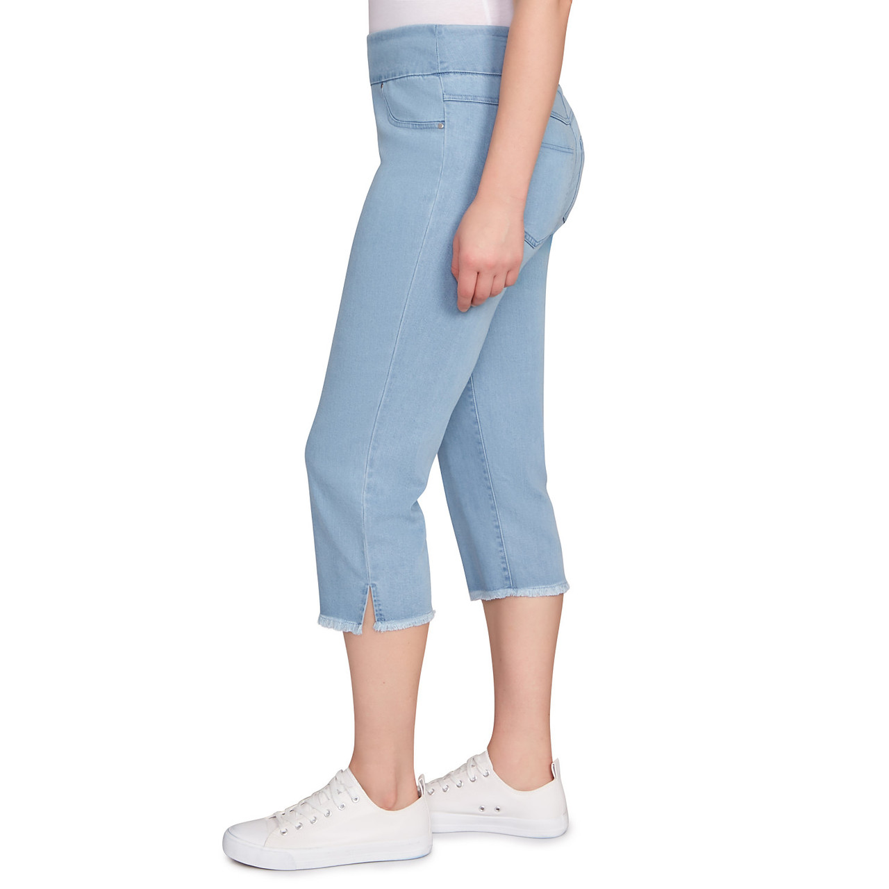 Women's Tencel(Tm) Stretch Denim Fringe Hem Capri | Ruby Rd.