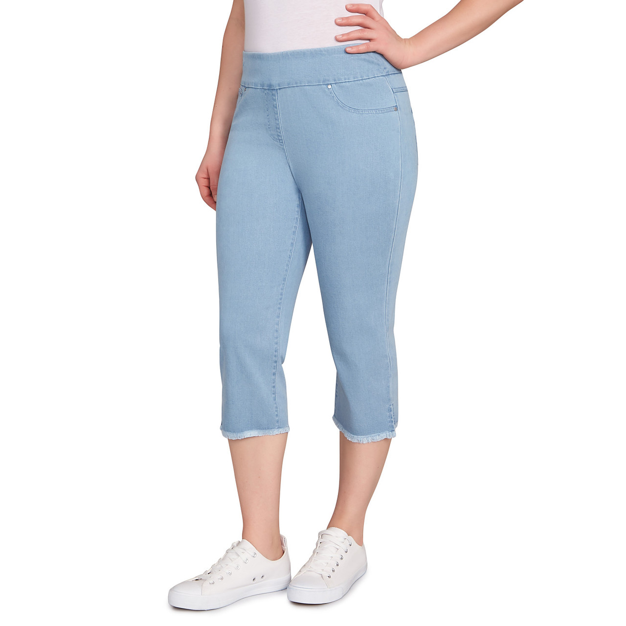Women's Tencel(Tm) Stretch Denim Fringe Hem Capri | Ruby Rd.