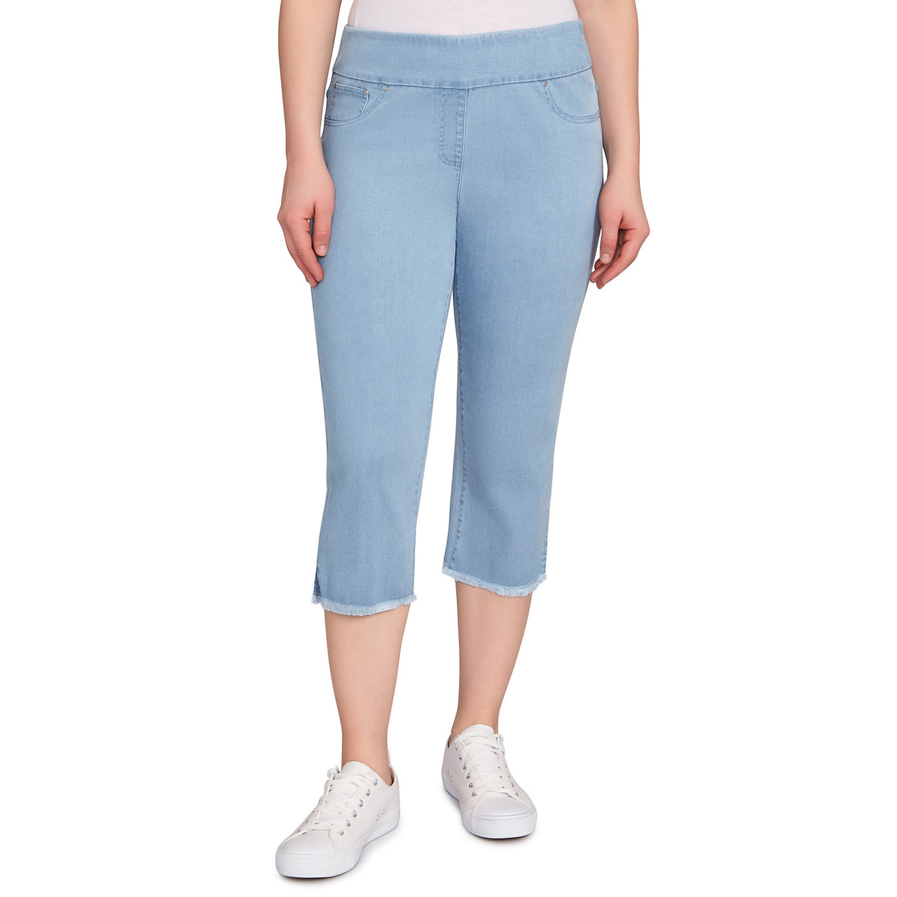 Women's Tencel(Tm) Stretch Denim Fringe Hem Capri | Ruby Rd.