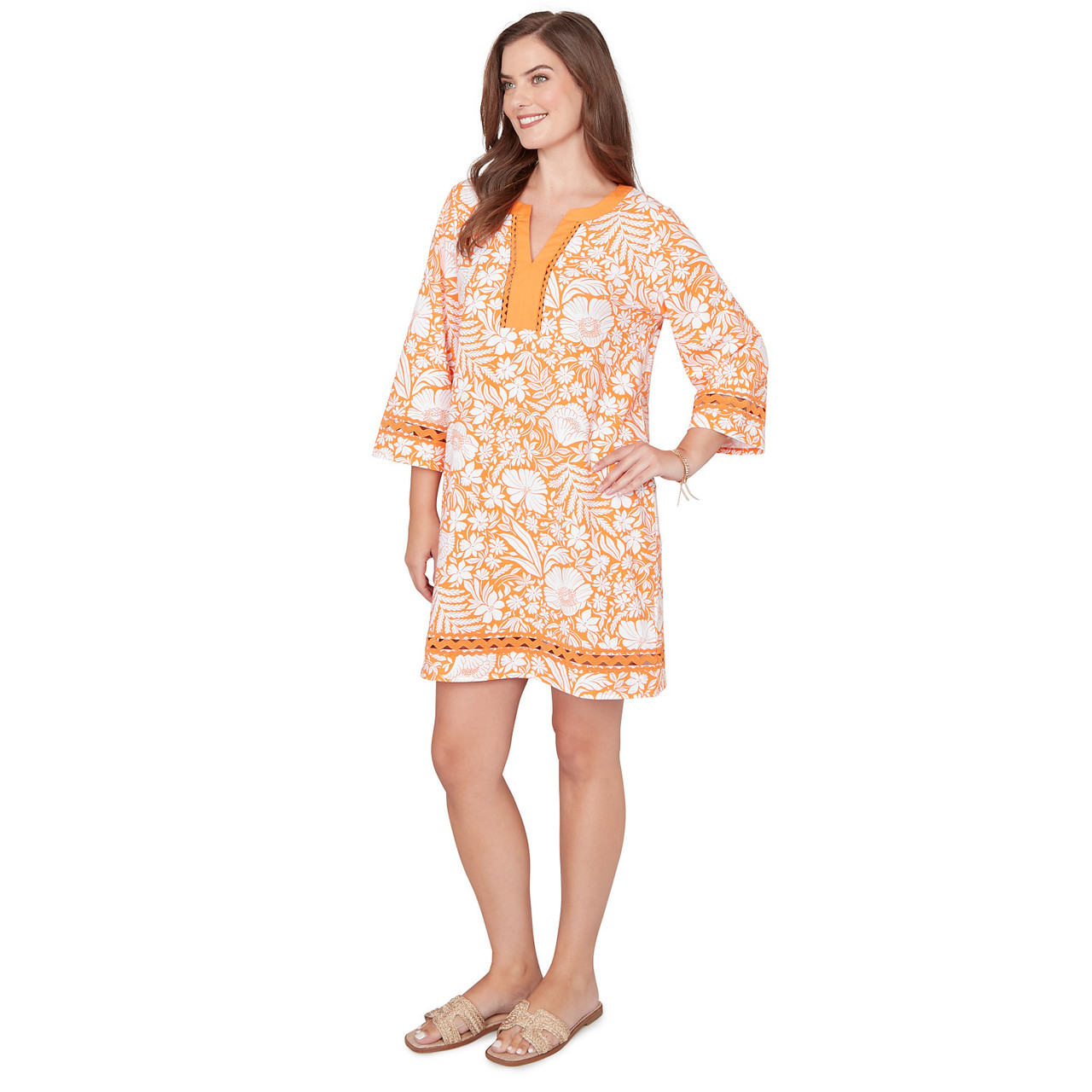 Ruby Rd Women's Petite Tropical Print Knit Shift Dress, PM Ruby Rd Women's Petite Tropical Print Knit Shift Dress, PM