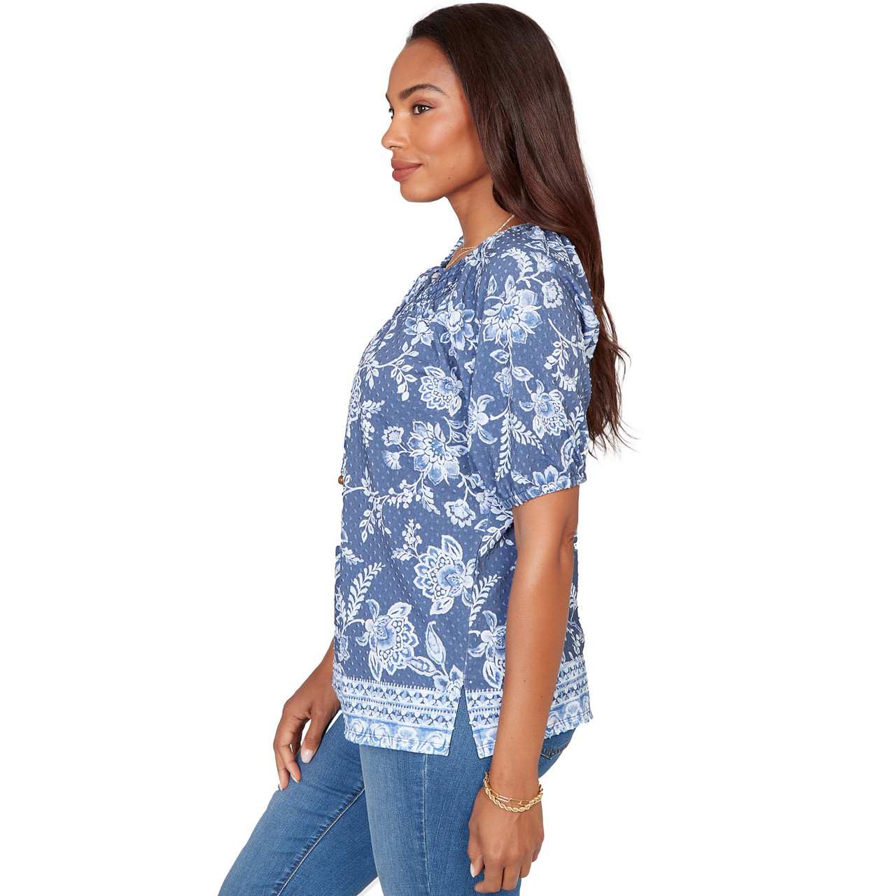 Women's Smocked Floral Clip Dot Top | Ruby Rd.