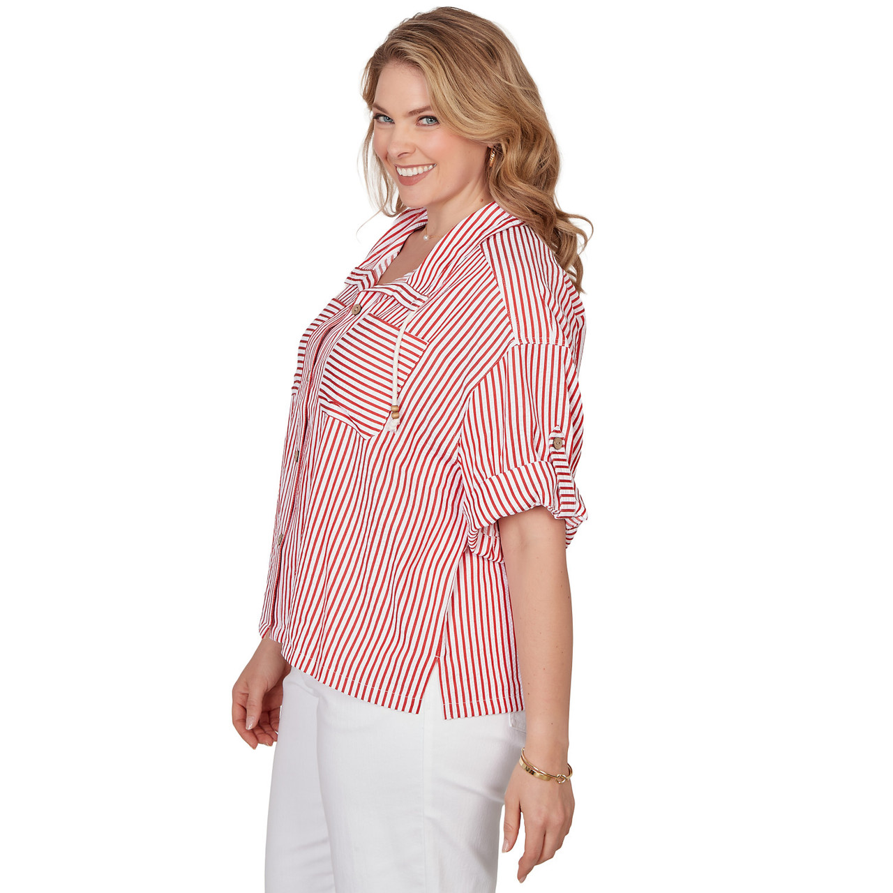 Plus Women's Beaded Seersucker Portrait Collar Jacket | Ruby Rd.
