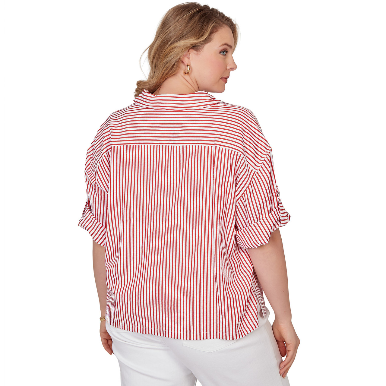 Plus Women's Beaded Seersucker Portrait Collar Jacket | Ruby Rd.