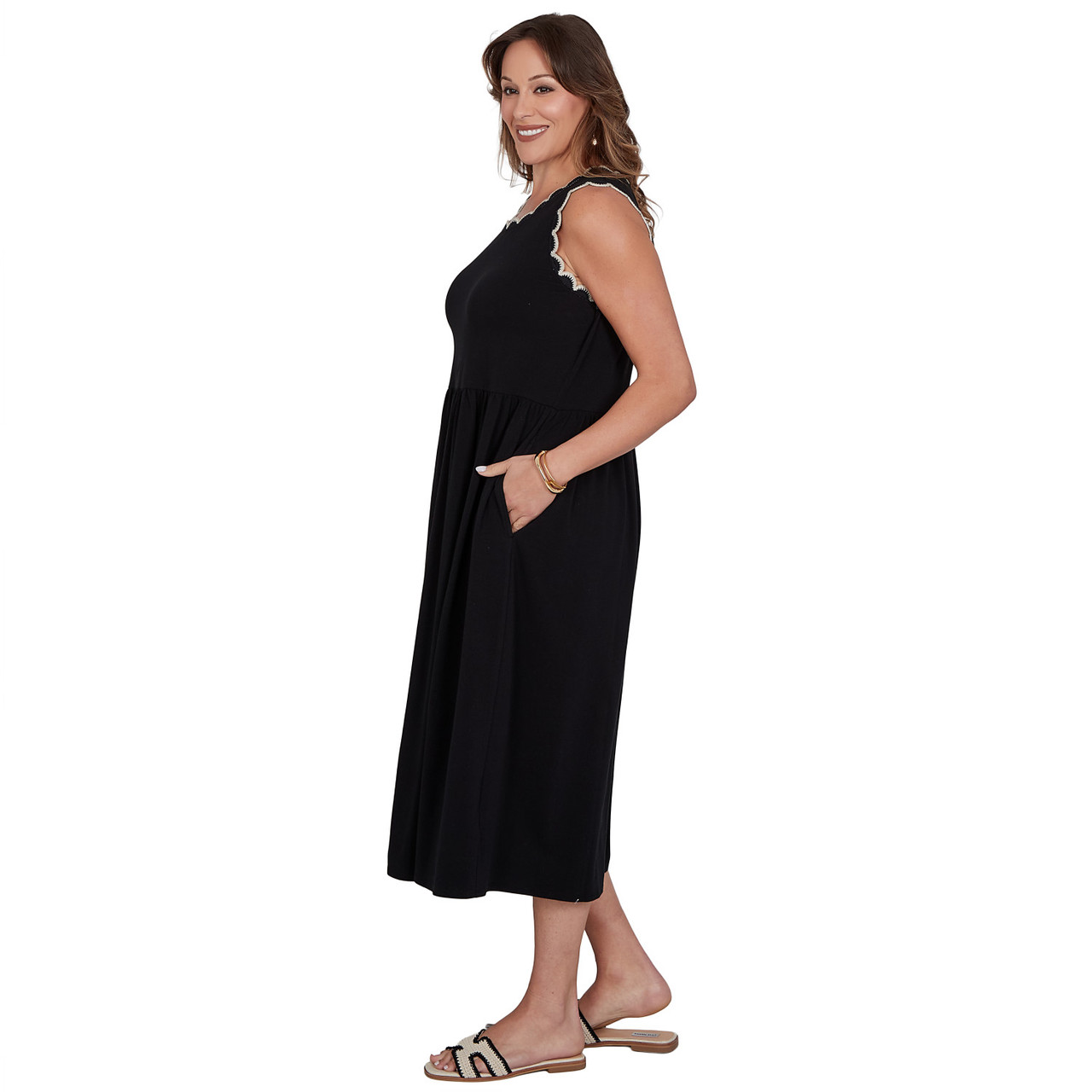 Plus Women's Crochet Trim Stretch Knit Midi Dress | Ruby Rd.