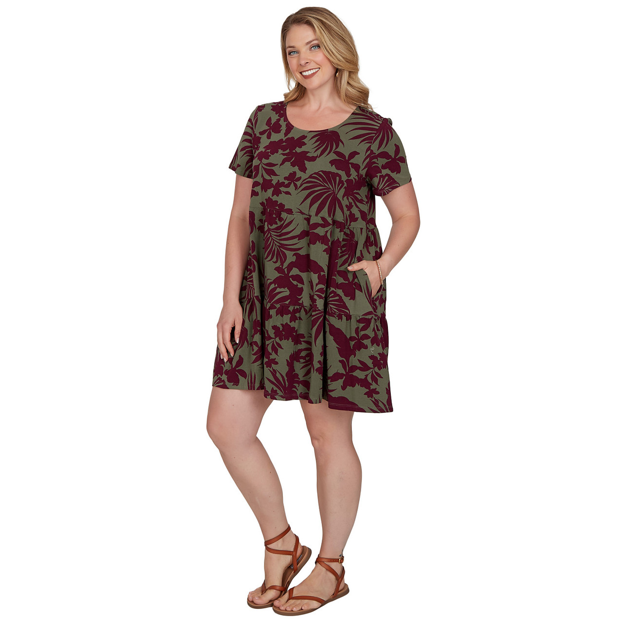 tropical print cotton dress Tropical Palm Leaf Midi Dress