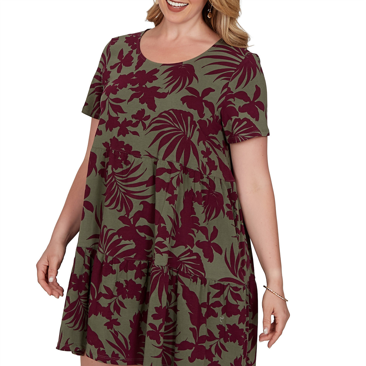 Ruby Rd. Plus Size Tropical Print Short-Sleeve Dress - Cactus Multi