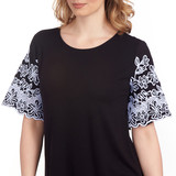 Women's Embroidered Sleeve Knit Tee