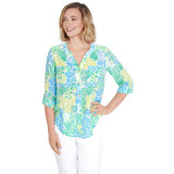 Women's Button Down Floral Collage Top | Sprout Multi | Front