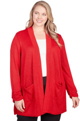 Plus Women's Sparkling Long Open Cardigan